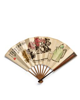 Wu Changshuo - Chrysanthemums and calligraphy, 1914