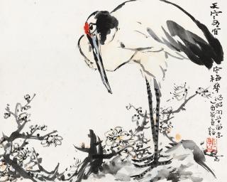 Wu Fuzhi - Crane And Plum Blossoms