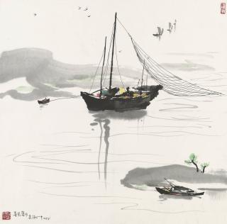 Wu Guanzhong - Boat by the Riverside