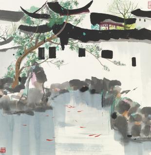 Wu Guanzhong - Fishes in the Suzhou Garden