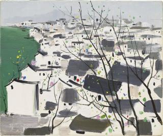 Wu Guanzhong - Fuyang, A Riverside City (Village Town)