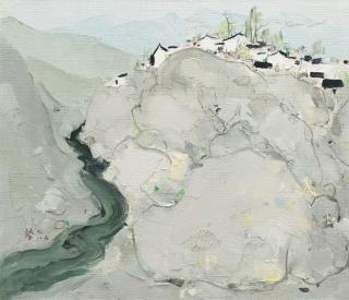 Wu Guanzhong - Households Alongside the Wu River