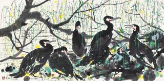 Wu Guanzhong - Ospreys By The Willow Shores
