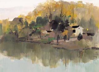 Wu Guanzhong - Pavilion By The Pond