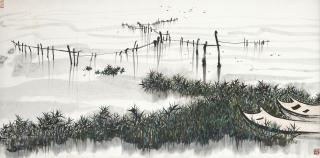 Wu Guanzhong - Quiet Lake and Boats