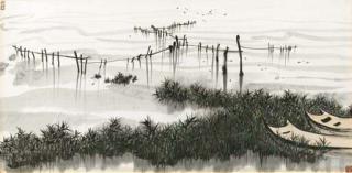 Wu Guanzhong - Quiet Lake And Boats