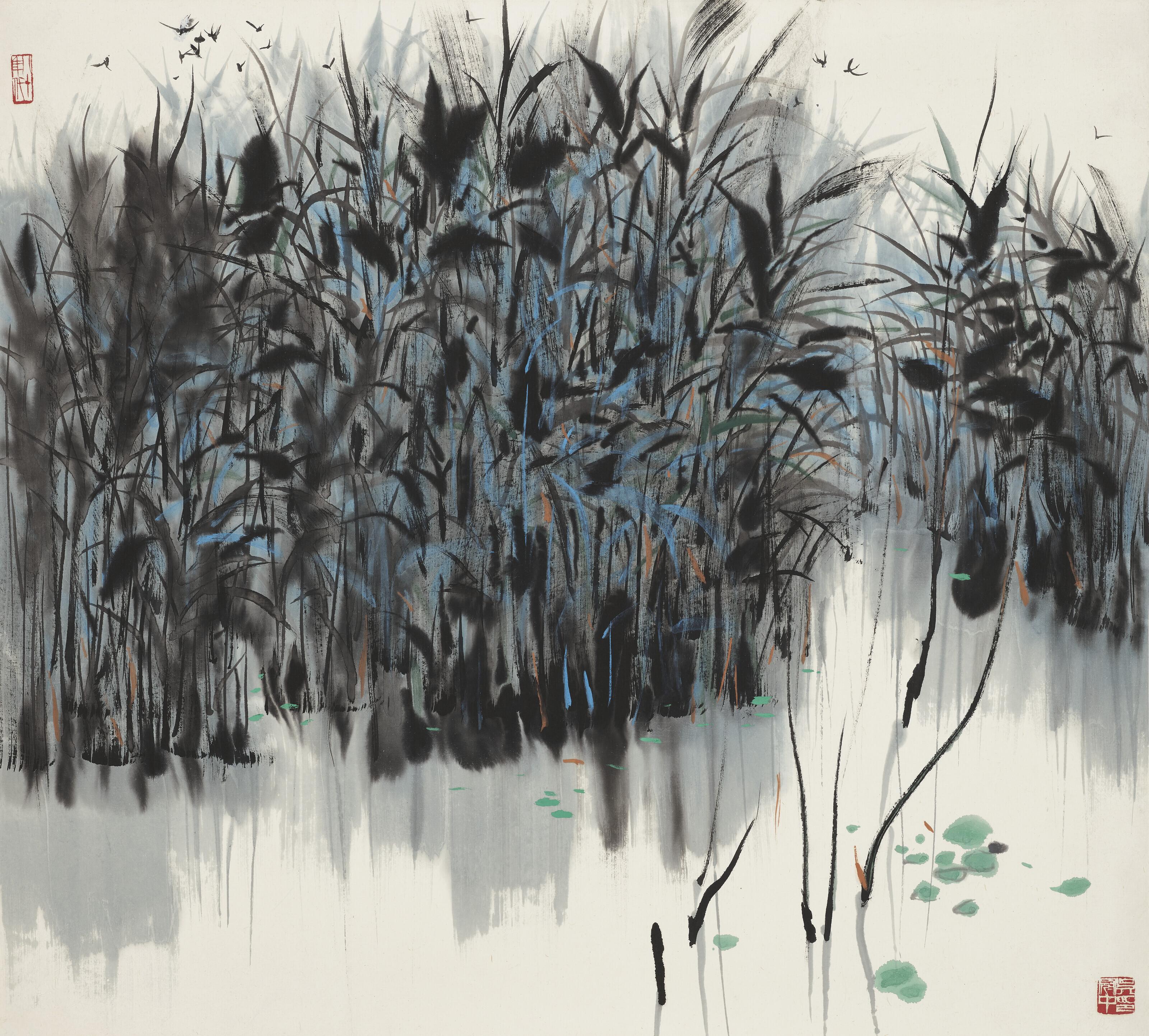 Wu Guanzhong - Reeds by a Pond