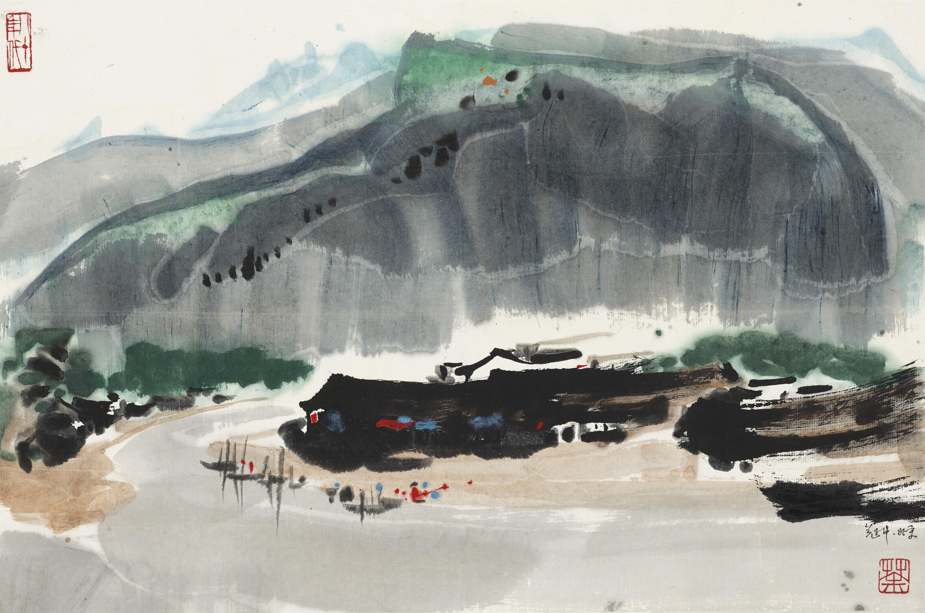 Wu Guanzhong - Riverside Scenery
