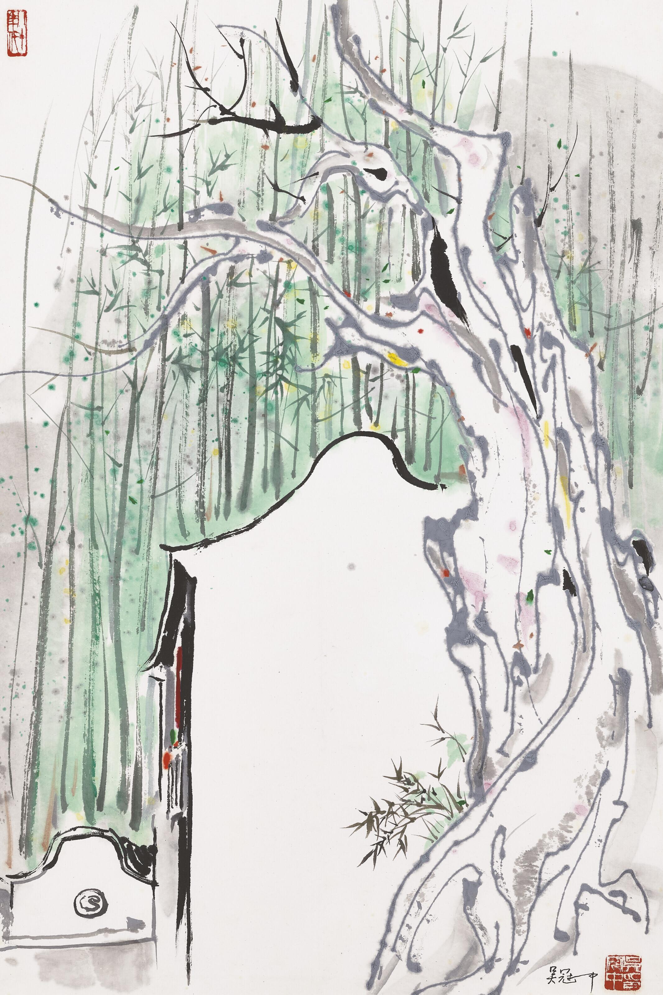 Wu Guanzhong - The White Wall of the Hupao Temple