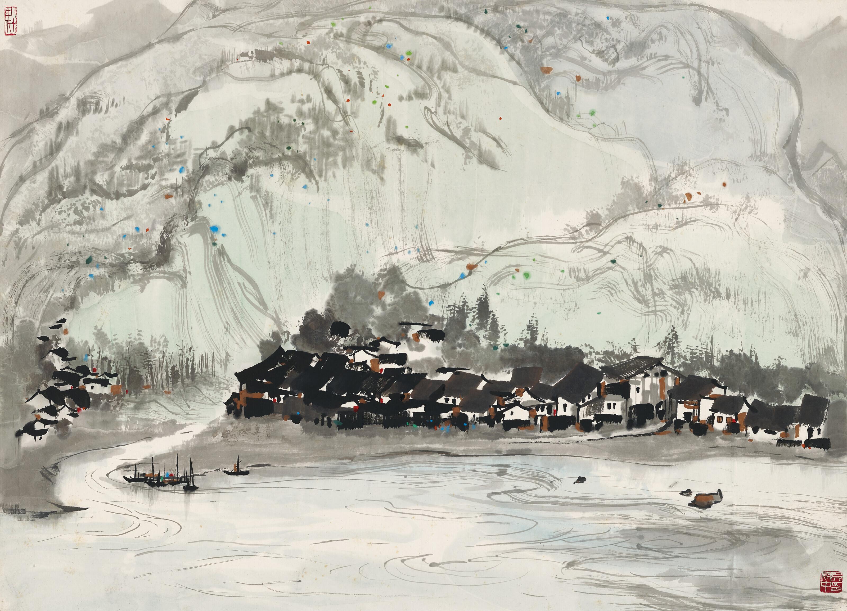 Wu Guanzhong - Village by River