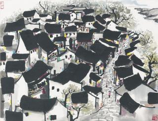 Wu Guanzhong - Village By The Riverside