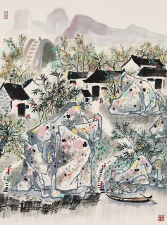 Wu Guanzhong - Village Scene
