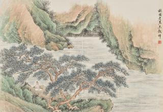 Wu Guxiang - Scholar Appreciating Scenery with Guqin