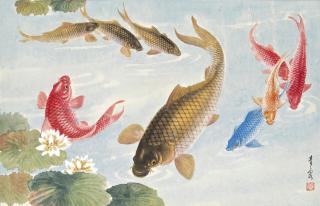 Wu Qingxia - Carps In The Lotus Pond