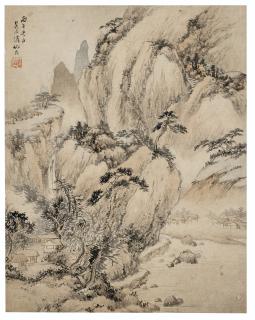 Wu Shixian - Huts Deep in a Mountain Landscape