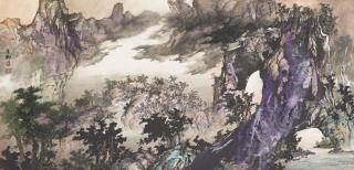 Wu Yueliu - Mountain Landscape With Purple Light