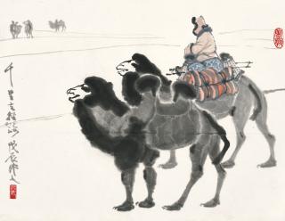 Wu Zuoren - Camels Crossing The Desert