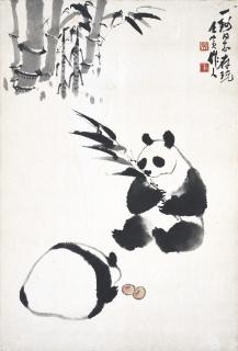 Wu Zuoren - Panda Eating Bamboo
