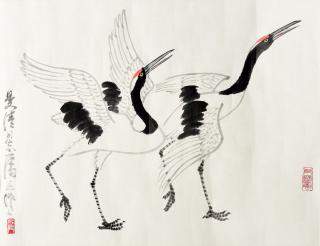 Wu Zuoren - Two Cranes