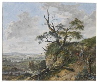 Wybrand Hendriks - A Landscape With Travellers, A Blasted Tree In The Foreground
