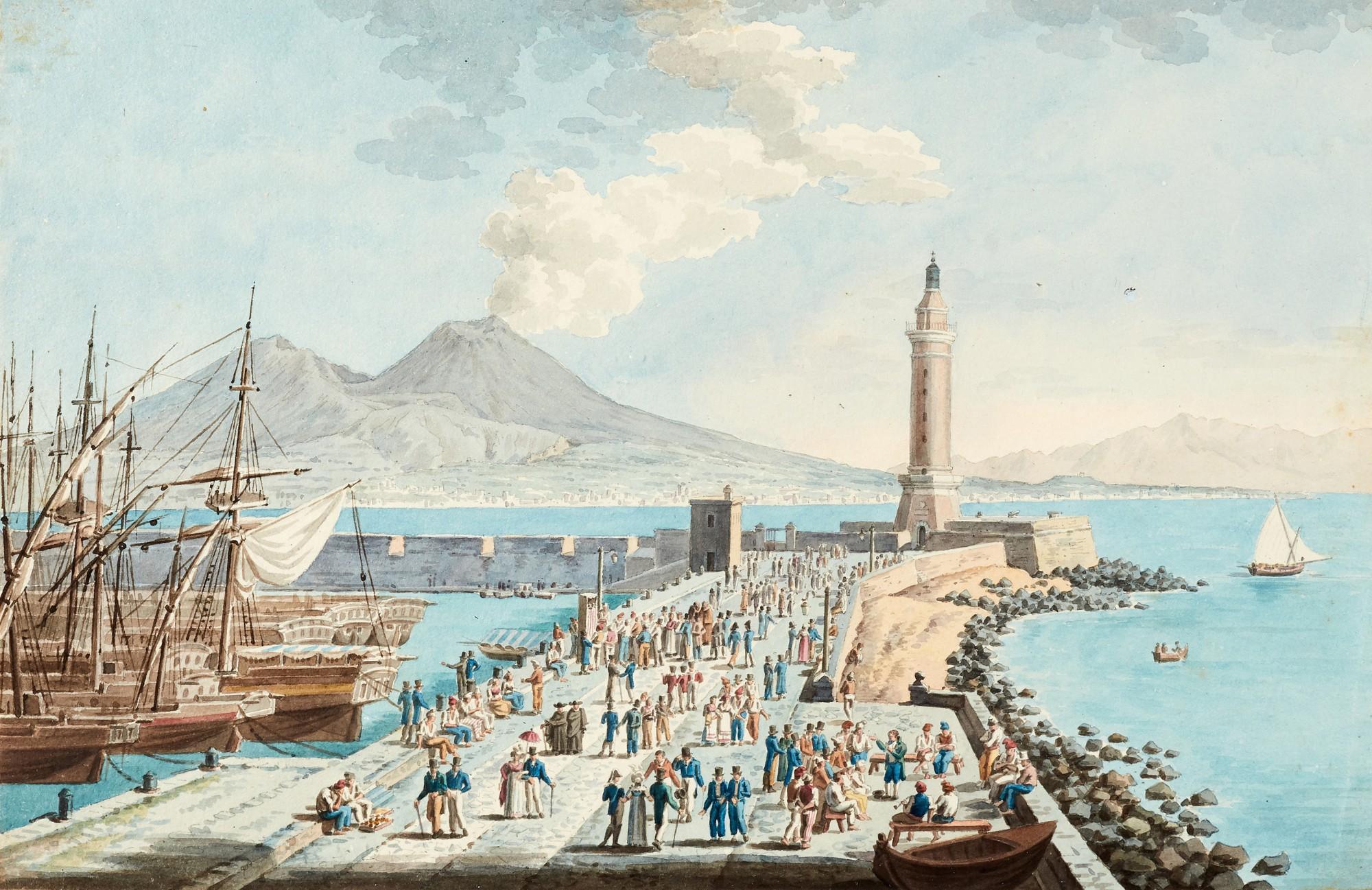 Xavier della Gatta - Costumes of Naples, 1822, album of watercolours, green morocco gilt