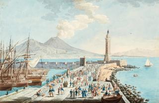 Xavier della Gatta - Costumes of Naples, 1822, album of watercolours, green morocco gilt