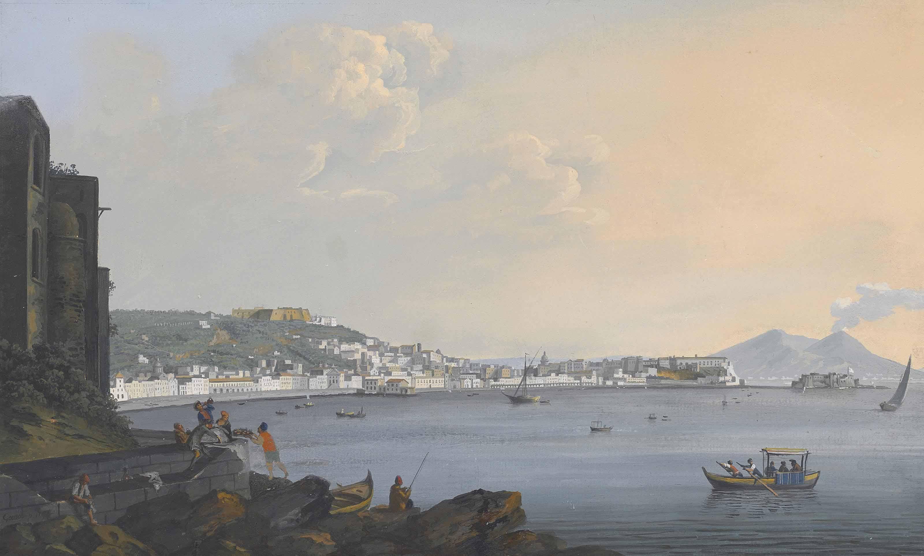 Xavier Della Gatta - View of Naples from the Strada di Posilippo, with Mount Vesuvius in the distance