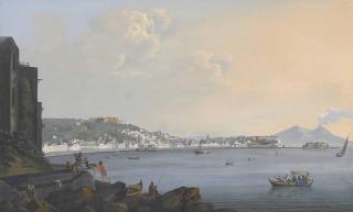 Xavier Della Gatta - View of Naples from the Strada di Posilippo, with Mount Vesuvius in the distance