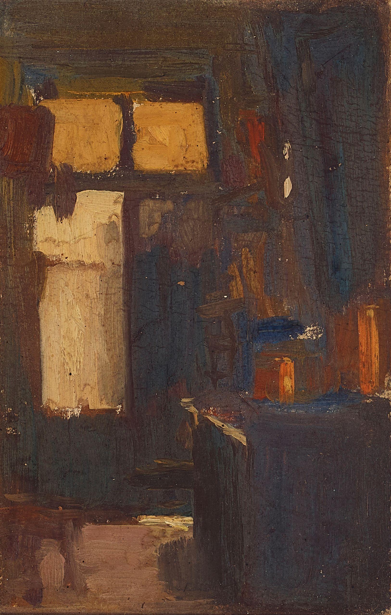 Xavier Martinez - Fountain in Paris and Interior Sketch (a group of two)