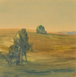Xavier Martinez - Trees on hills, circa 1915