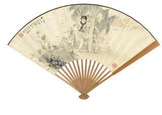 Xie Zhiguang - Lady Under The Plantain Leaves; Calligraphy