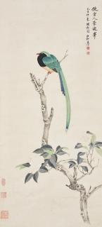 Xie Zhiliu - Green Flycatcher And White Flower