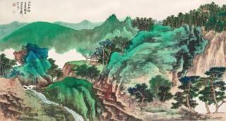 Xie Zhiliu - Pavilion by Verdant Mountain