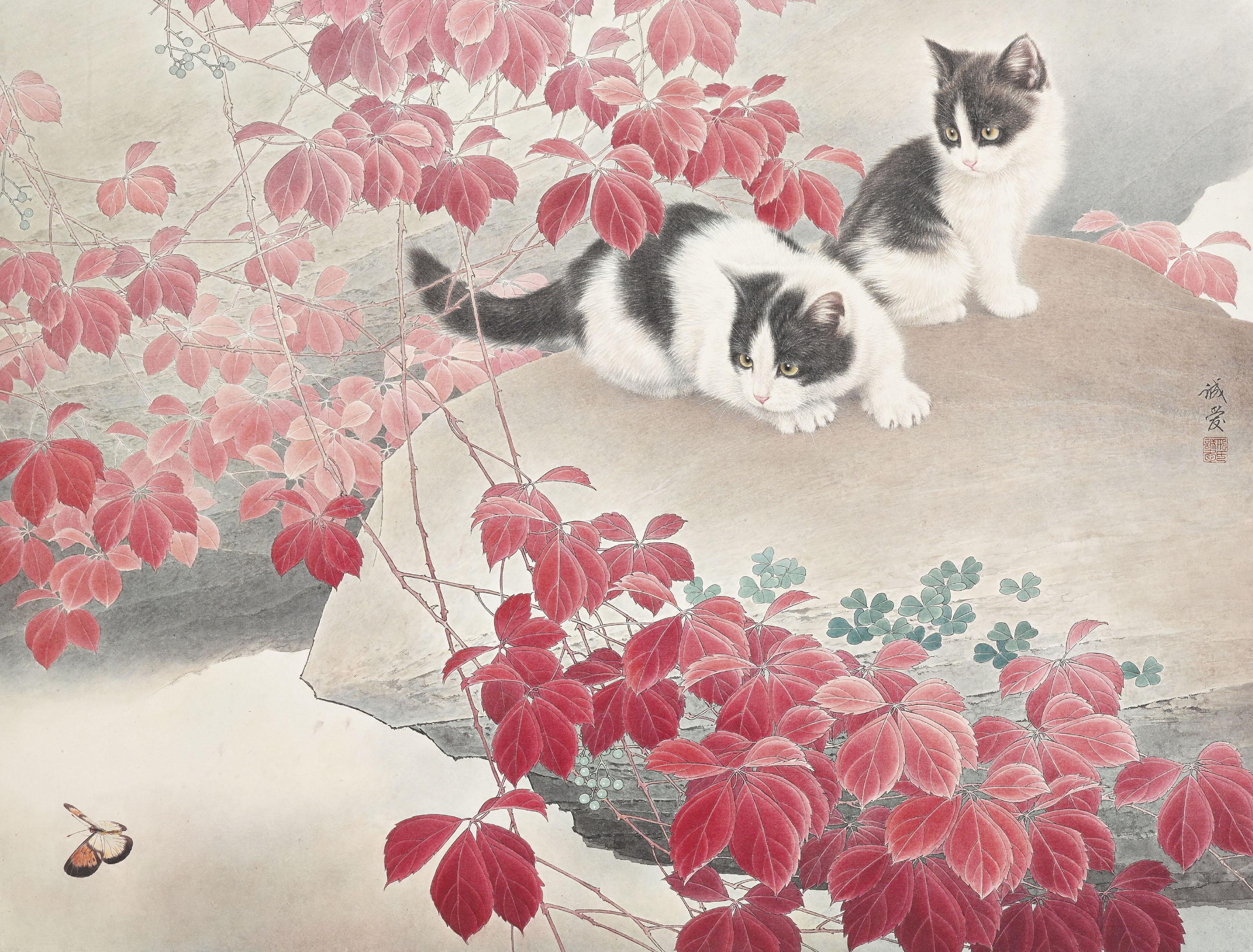 Xing Cheng\'Ai - Two Cats under Maple Tree