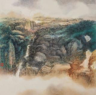 Xiong Hai - Green Mountain and Magnificent Waterfall