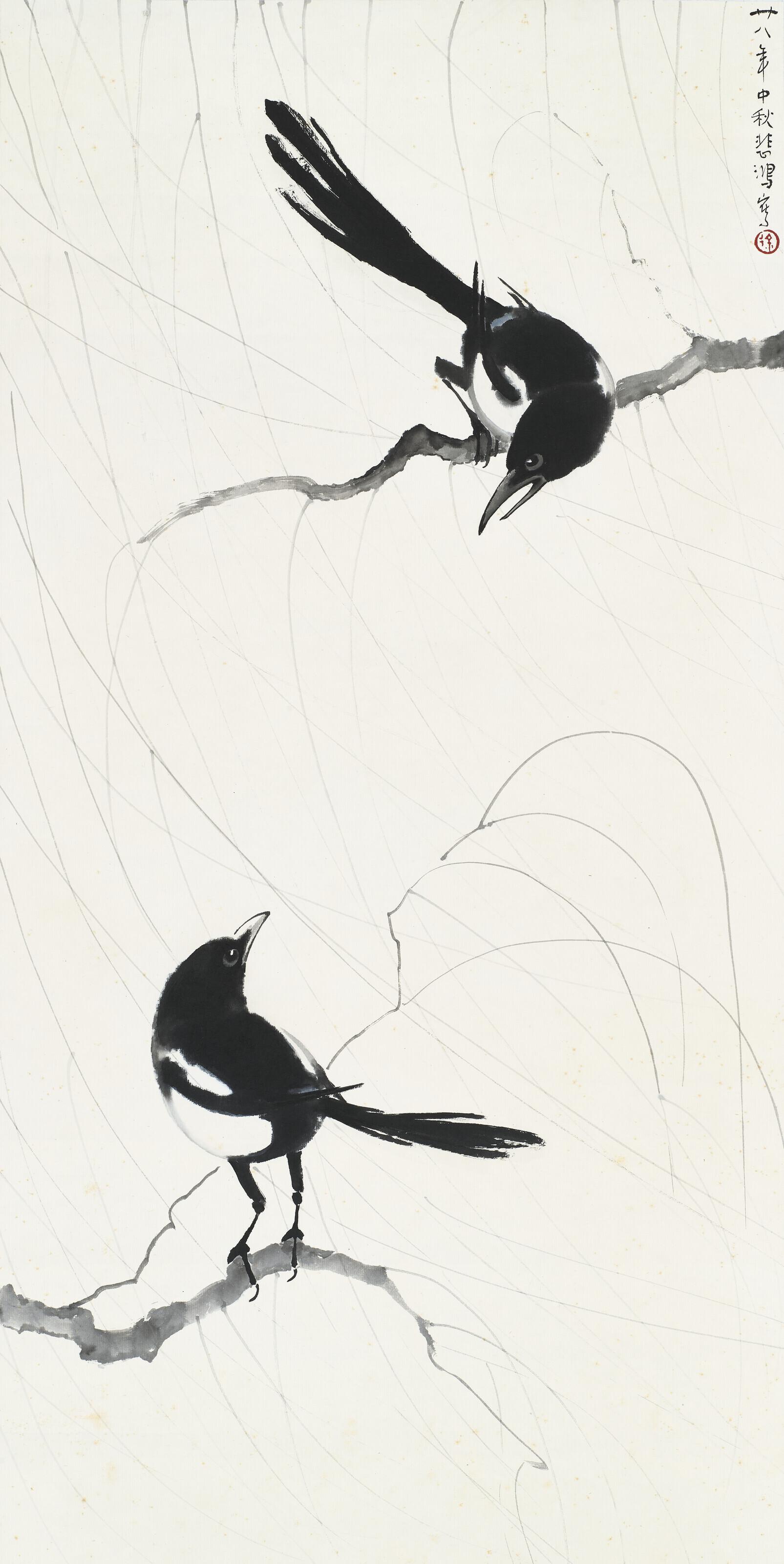 Xu Beihong - Two Magpies