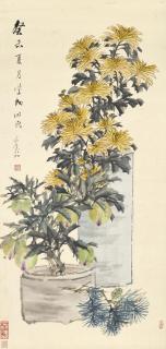 Xu Gu - Chrysanthemums And Peaches