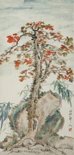 Xu Shichang - Bamboo and Red Tree