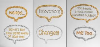 Xu Zhen - Metal Language – It\'S Not Easy Being Ahead Of Your Time; Innovation! Change!; I Feel More Creative Already (Set Of Three Pieces)(Executed In 2018)