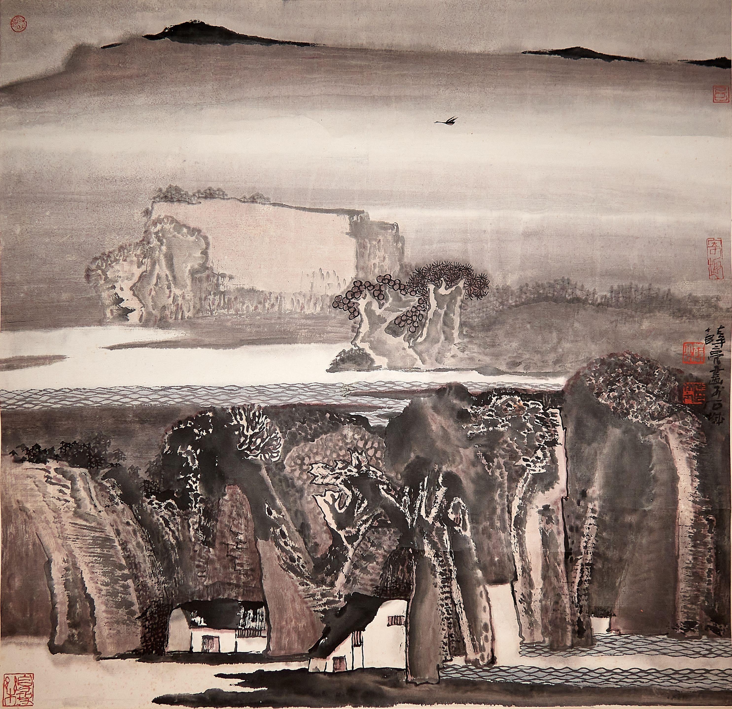 Xue Liang - Landscape of Shicheng, 1989