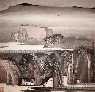 Xue Liang - Landscape of Shicheng, 1989