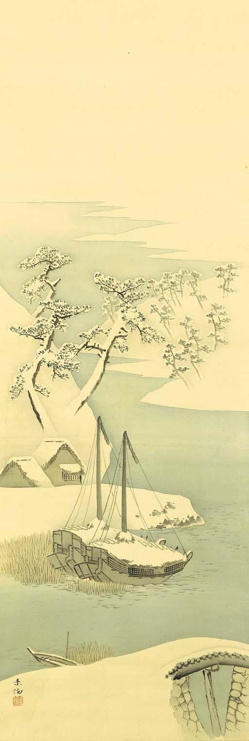 Yamaguchi Soken - Boats in a winter landscape