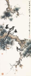 Yan Bolong - Magpies On A Pine Tree
