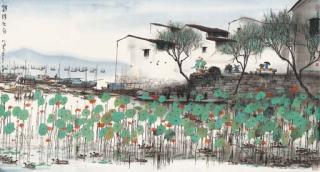 Yang Mingyi - Lotus Pond and Houses