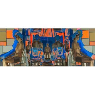 Yang Qian - Figure With Projection Of Mondrian (Diptych)