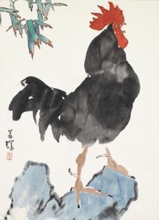 Yang Shanshen - Rooster on a Rock
