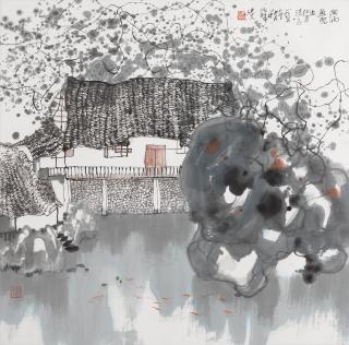 Yang Yanwen - Rainy Landscape with Fish, 1985