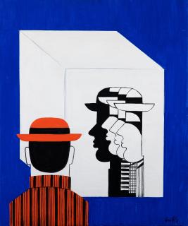 Yannis Gaitis - Homme rouge et quatre profils