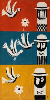 Yannis Gaïtis - Trois hommes avec des oiseaux