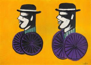 Yannis Gaïtis - Two men on bicycles